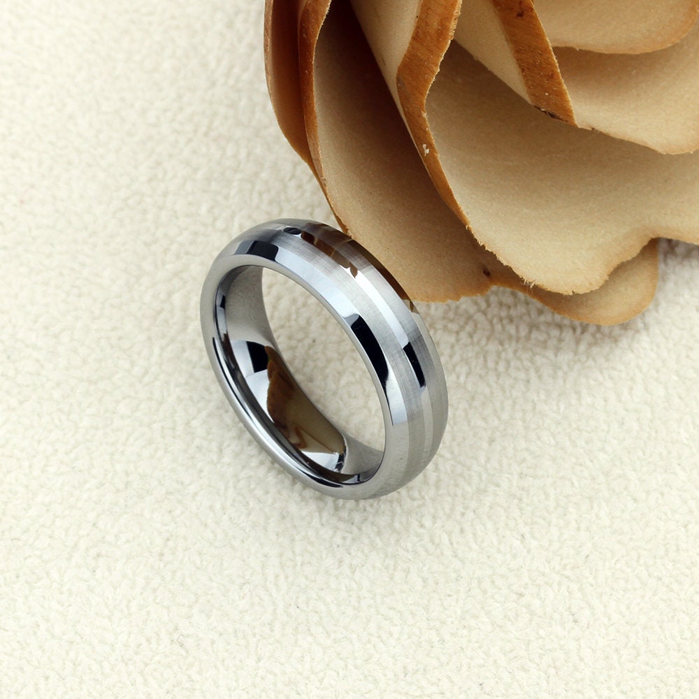 Tungsten Ring, Women's Tungsten Wedding Band, Women's Tungsten Ring Band, Anniversary Ring, Personalized Ring, 6mm Stripped Ring