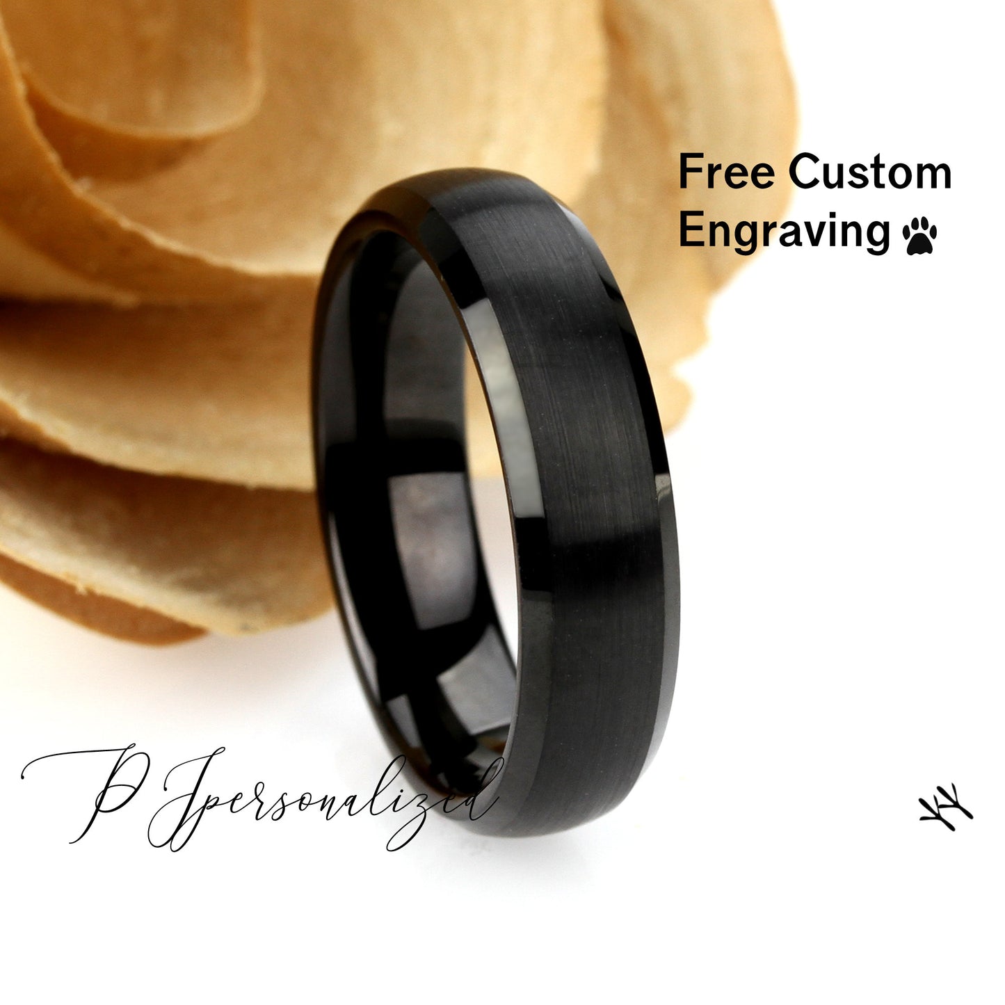 Black Tungsten Wedding Band Women, 6mm Tungsten Ring Women Black, Brushed Black Tungsten Carbide Ring, Tungsten Promise Ring