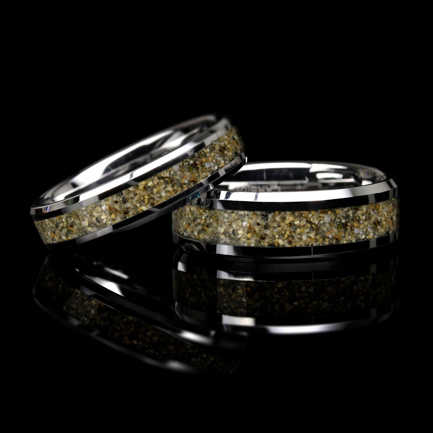 His Or Hers Your Sand Inlay Tungsten Wedding Band, 8mm/6mm Engagement Ring With Your Own Beach Sand, Honeymoon Gift, Anniversary Gift