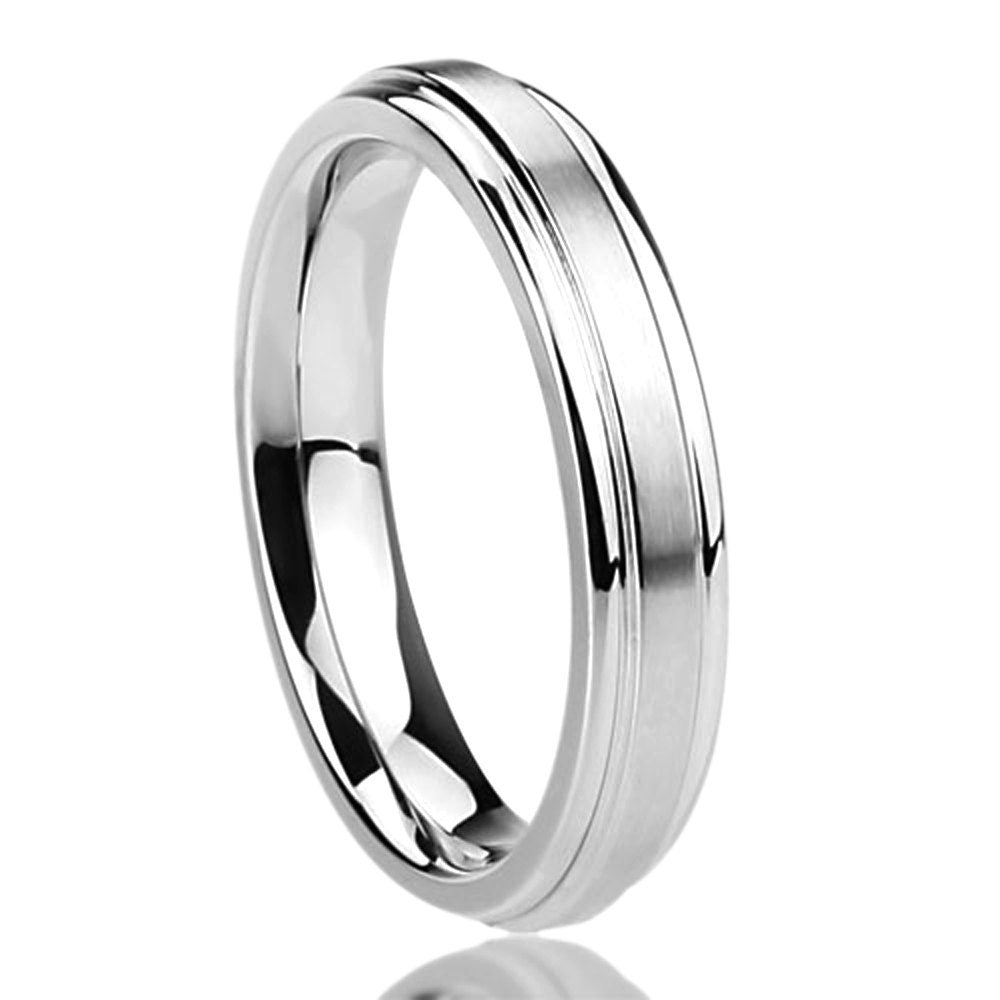 Stainless Steel Wedding Band Women, 4mm/6mm Matte Center Classy, Stainless steel Promise Ring Women, Stainless Steel Band Ring