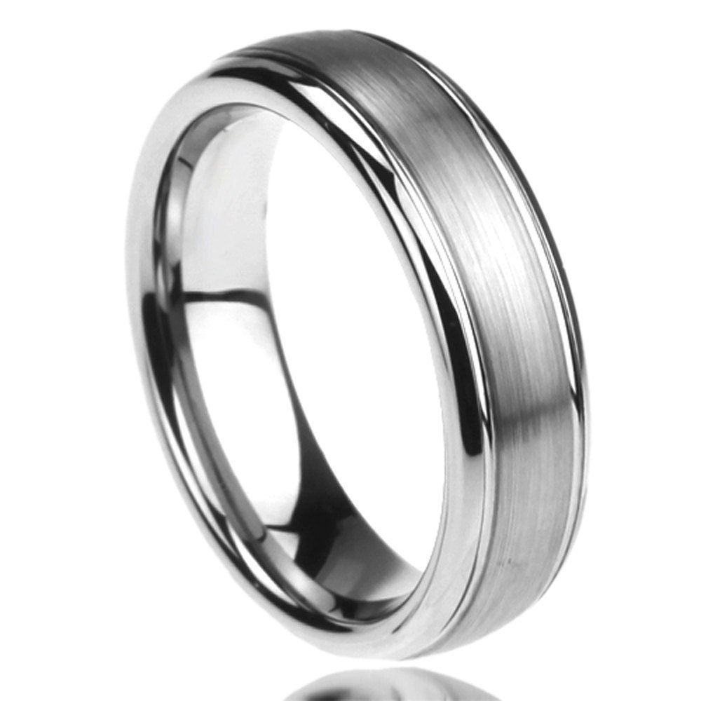 Stainless Steel Wedding Band Men Women, 6mm Matte Center Domed Classy, Stainless steel Promise Ring Men Women, Stainless Steel Band Ring