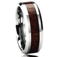 Stainless Steel Wedding Band Men Women, 8mm Hawaiian Koa Wood Inlay, Stainless steel Promise Ring Men Women, Stainless Steel Band Ring
