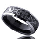 Stainless Steel Wedding Band Men Women, 6mm Thorn With Cross Beveled Edges, Black Stainless Steel Ring, Stainless Steel Band