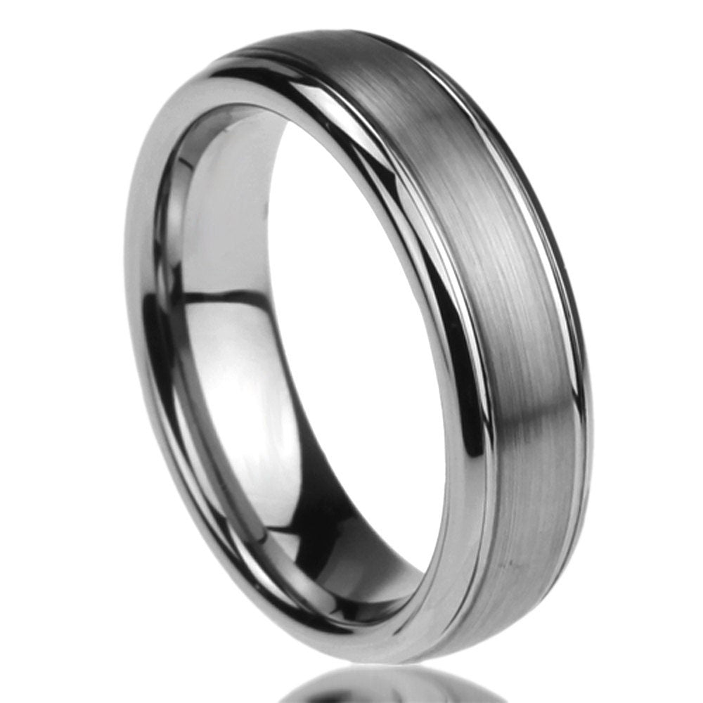 Matte Tungsten Wedding Band Men, Custom Engraving 6mm Domed Tungsten Ring Men, Tungsten Carbide Mens Promise Ring, Husband Gift