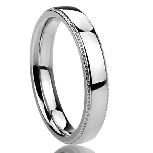 Stainless Steel Wedding Band Women, 4mm, Milgrain Edges Domed Classy Ring, Stainless steel Promise Ring Women, Stainless Steel Band