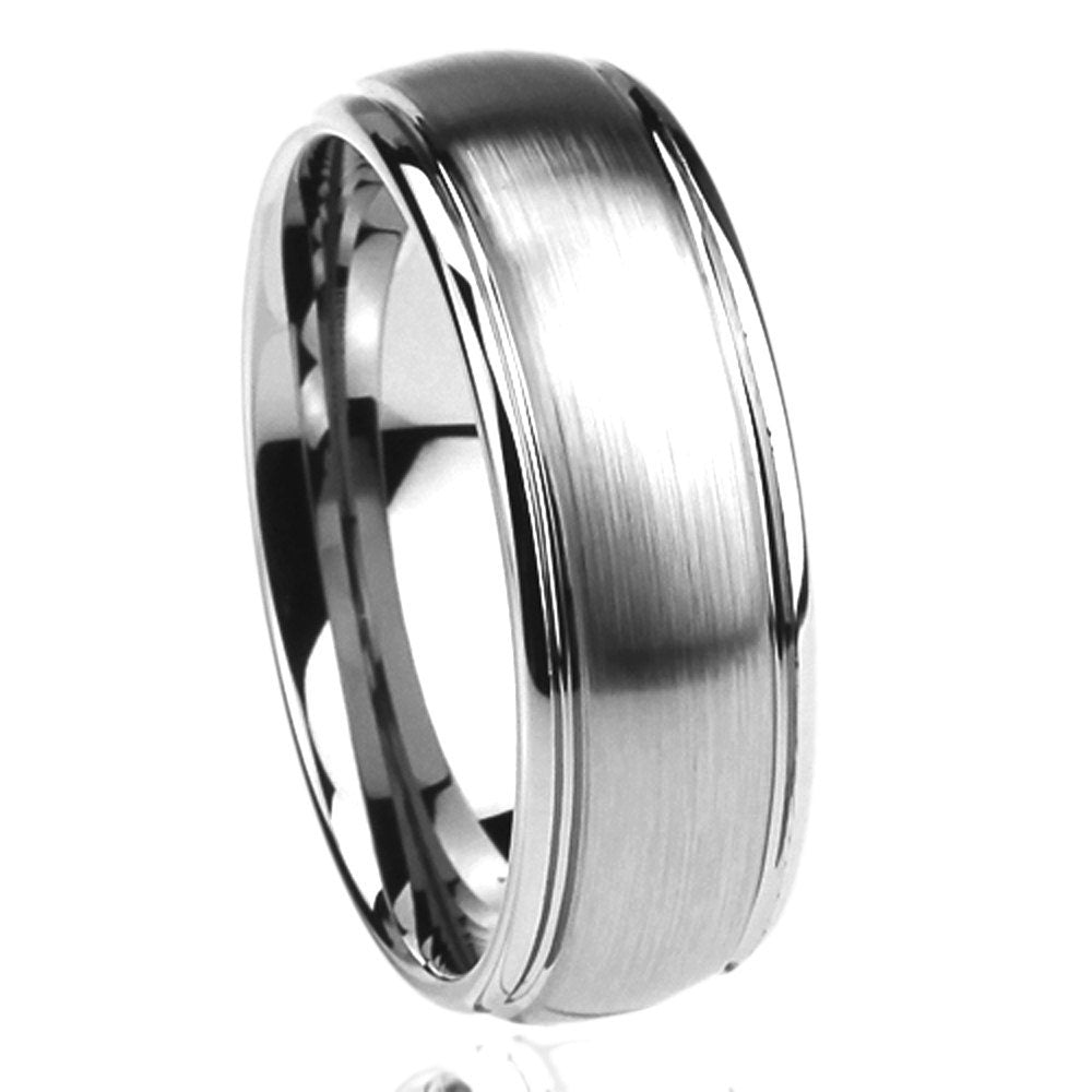 Stainless Steel Wedding Band Men Women, 8mm Matte Center Domed Classy, Stainless steel Promise Ring Men Women, Stainless Steel Band Ring