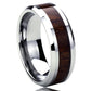 Stainless Steel Wedding Band Men Women, 8mm Hawaiian Koa Wood Inlay, Stainless steel Promise Ring Men Women, Stainless Steel Band Ring