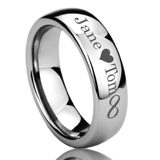 Personalized Outside Inside Custom Engraving Stainless Steel Wedding Band Promise Ring 6MM Polisheded Ring, Personalized Ring, Memorial Gift