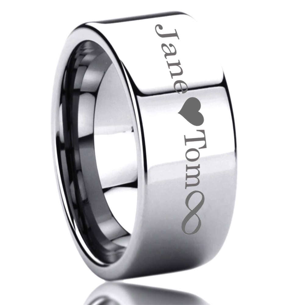 Men's Women's Personalized Outside Inside Custom Engraving Stainless Steel Wedding Band  10MM Bulky Wide Band, Personalized Ring