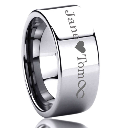 Men's Women's Personalized Outside Inside Custom Engraving Stainless Steel Wedding Band 10MM Bulky Wide Band, Personalized Ring