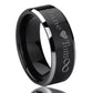 Men's Women's Tungsten Wedding Band Personalized Outside Inside Custom Engraving 8MM Tungsten Wedding Band  Flat Top Black Two Tone Ring