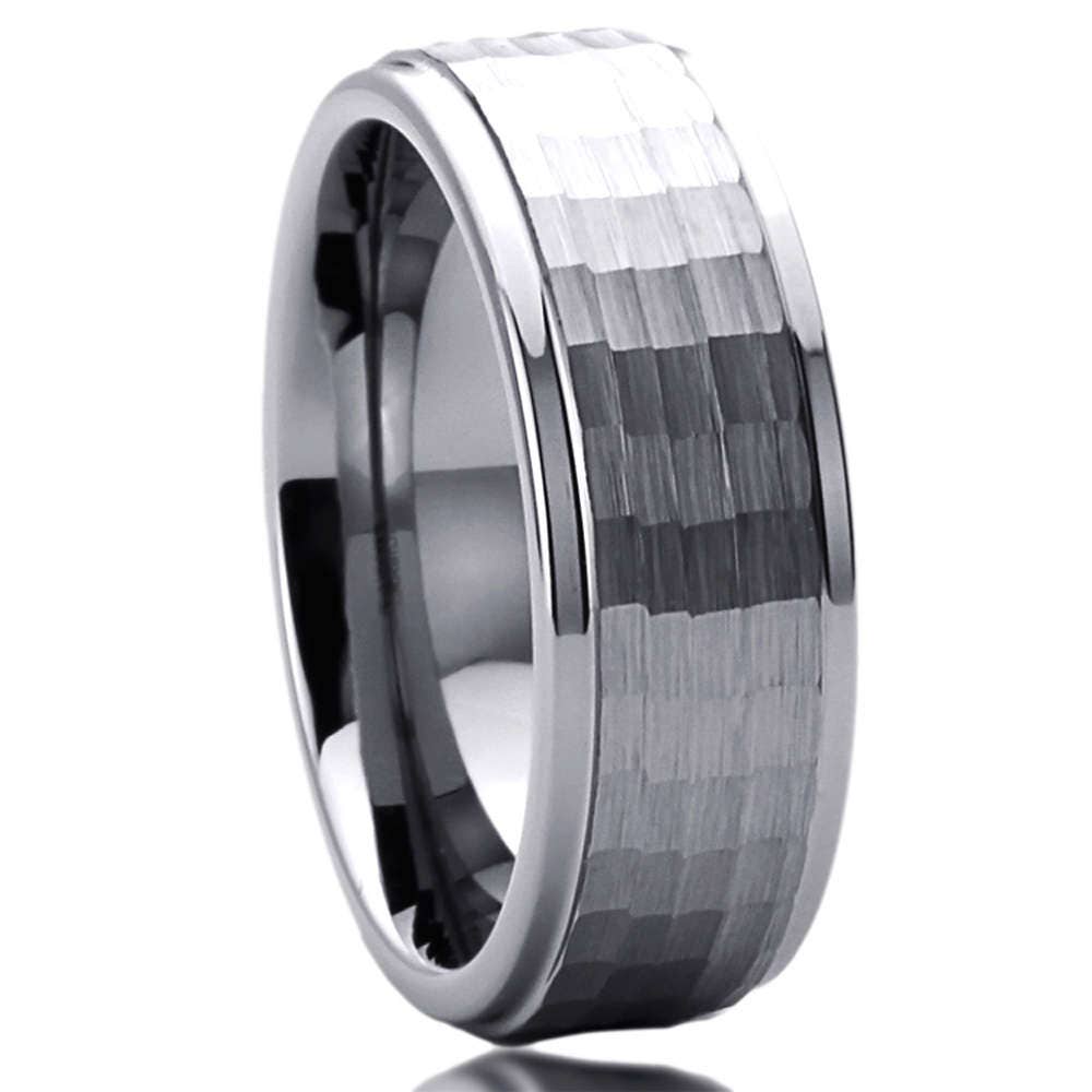 Tungsten Ring, Men's Tungsten Wedding Band, Men's Tungsten Ring, Tungsten Band, Anniversary Ring, Personalized Ring, 8mm Hammered Band