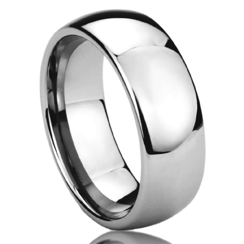 Stainless Steel Wedding Band Men Women, 8mm High Polished Classy Domed, Stainless steel Promise Ring Men Women, Stainless Steel Band Ring