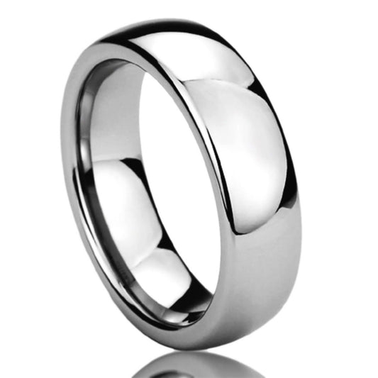 Stainless Steel Wedding Band Men Women, 6mm High Polished Classy Domed, Stainless steel Promise Ring Men Women, Stainless Steel Band Ring