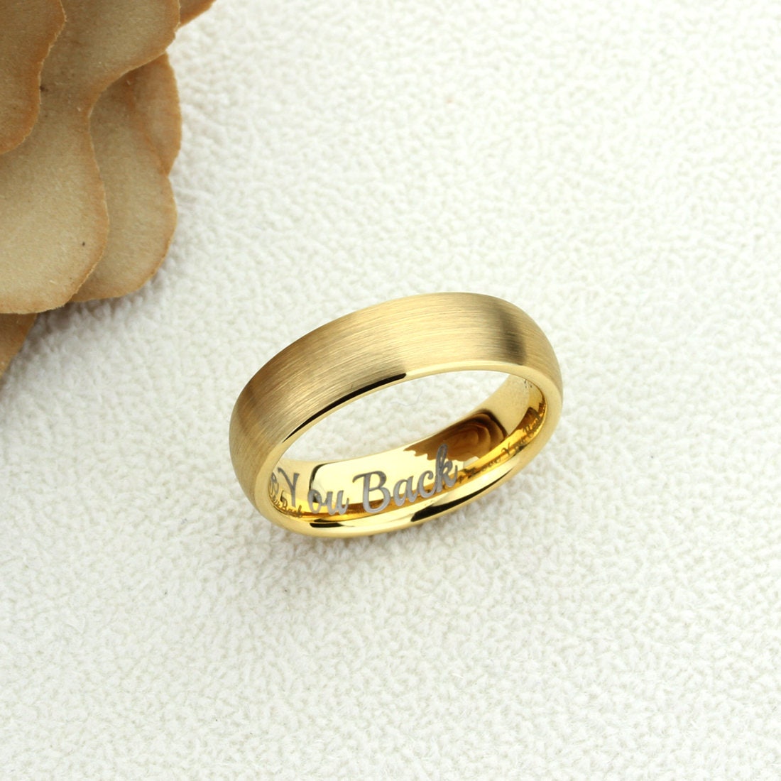 Tungsten Wedding Band Women, Tungsten Ring Women,  Gold,6mm Domed Classic Matte Tungsten Carbide Ring,Tungsten Ring,Womens Promise Ring