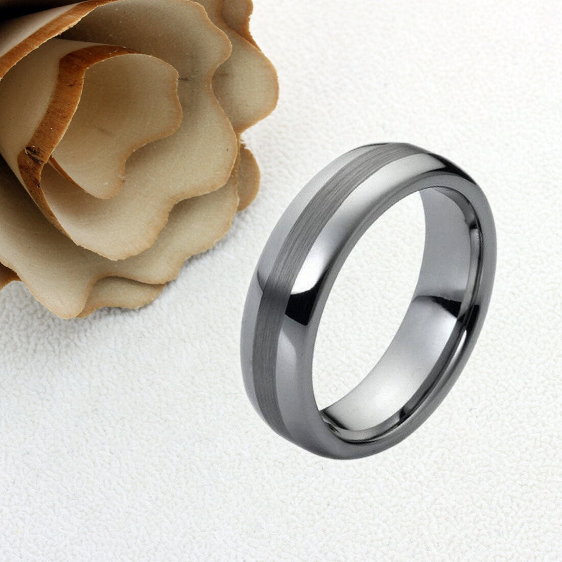 Tungsten Wedding Band Women, Tungsten Ring Women,  6mm Domed Tungsten Carbide Ring,Tungsten Promise Ring,Womens Promise Ring