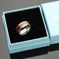 Titanium Wedding Band Men Women, 8mm Hawaiian Koa Wood Inlay Beveled Edges, Titanium Promise Ring Men Women