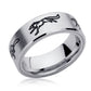 Stainless Steel Wedding Band Men Women, Running Wolf Band, Stainless steel Promise Ring Men Women, Stainless Steel Band Ring