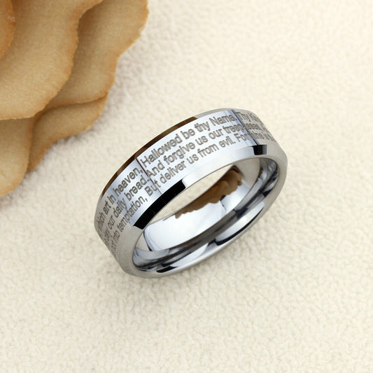 Men's Women's Tungsten Wedding Band Promise Ring Personalized Outside Inside Engraving 8mm Nano Engraving Mass Phrase Upto 400 Characters