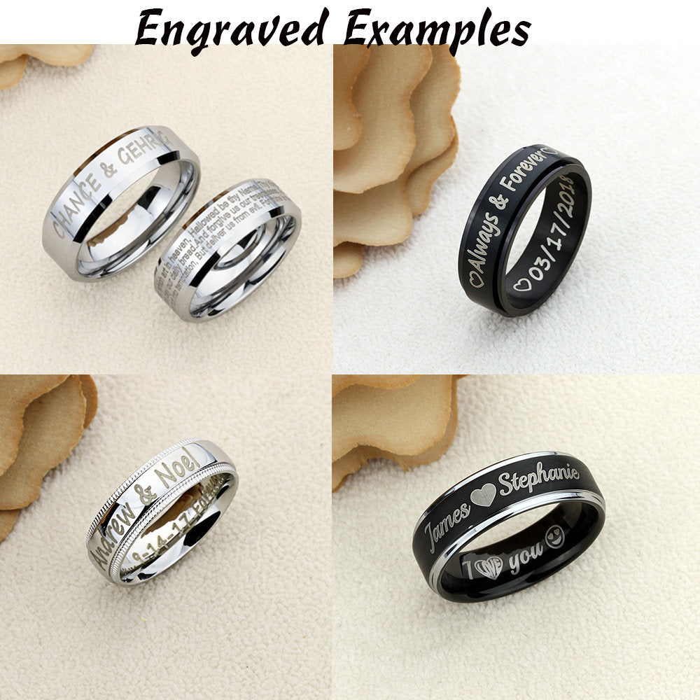 Black Tungsten Wedding Band, 6mm, 8mm, Black Koa Wood Inlay, Black Tungsten Carbide Ring, Promise Ring For Couple, Couple Gift