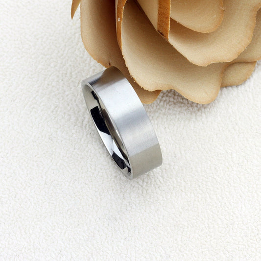 Titanium Wedding Band Men Women, 6mm Matte Flat Classic Band, Titanium Promise Ring Men Women