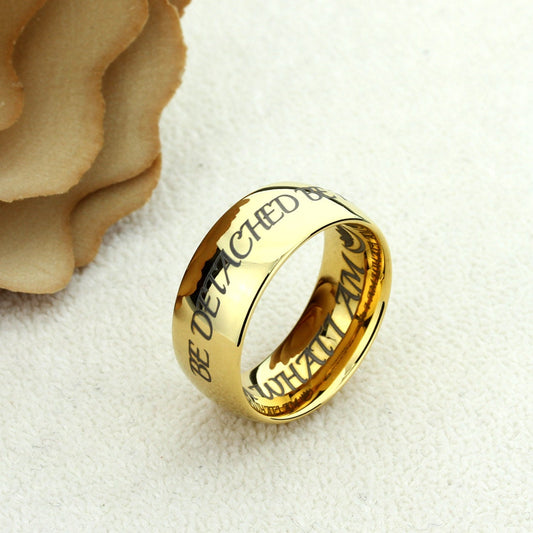 Men's Women's Tungsten Wedding Band Promise Ring Personalized Outside Inside Custom Engraving 9mm Gold Plated Ring, Personalized Ring