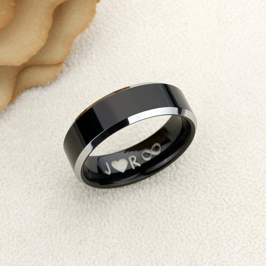 Men's Women's Tungsten Wedding Band Promise Ring Personalized Outside Inside Custom Engraving 8mm, Personalized Ring, Memorial Gift