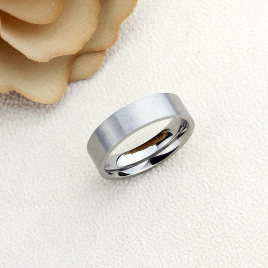 Titanium Wedding Band Men Women, 6mm Matte Flat Classic Band, Titanium Promise Ring Men Women