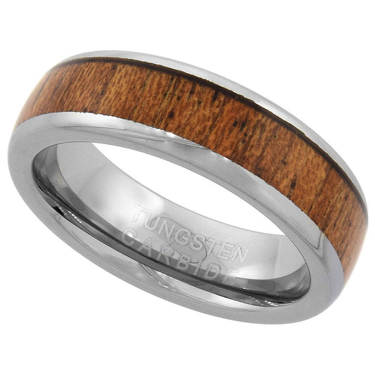 Tungsten Wedding Band Women, Tungsten Ring Women, 6mm Wood Inlay Tungsten Carbide Ring,Tungsten Promise Ring,Womens Promise Ring