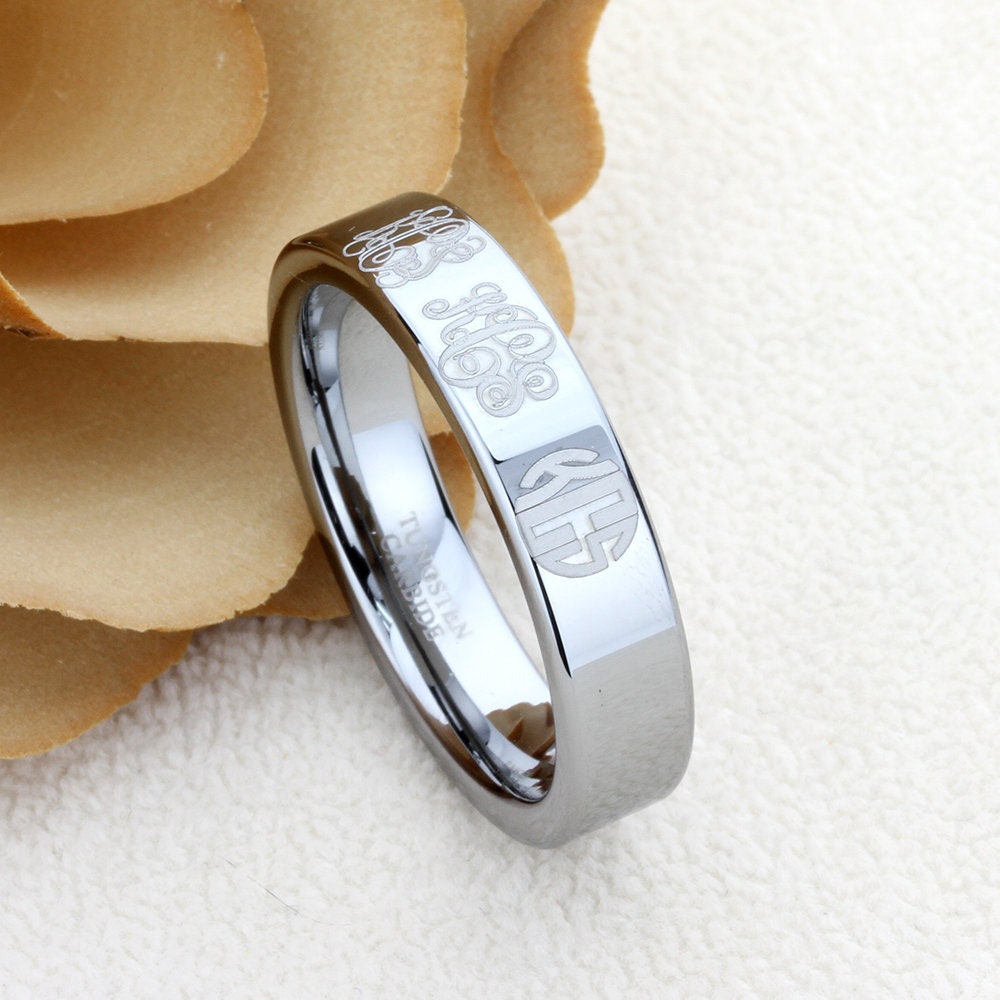6mm Tungsten Promise Ring Wedding Band Personalized Unique Monogram Initial Ring Inspirational Ring Free Inside Engraving, Personalized Ring