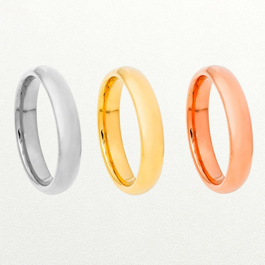 Tungsten Wedding Band Women, 4mm High Polish Plain/Yellow Gold/Rose Gold Finish Tungsten Carbide Ring Tungsten Carbide Ring