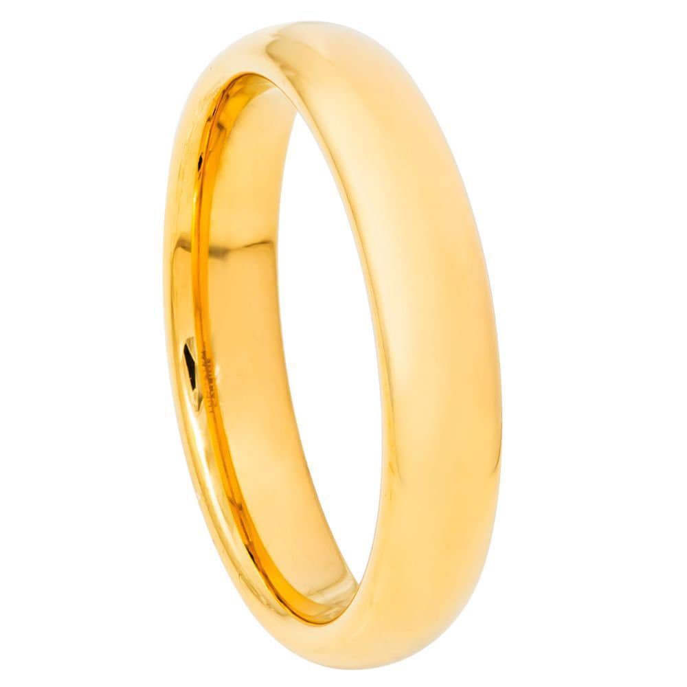Tungsten Wedding Band Women, 4mm High Polish Plain/Yellow Gold/Rose Gold Finish Tungsten Carbide Ring Tungsten Carbide Ring