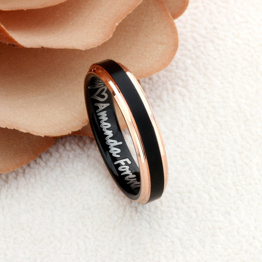 Tungsten Wedding Band Womens,Pesonalized 4mm Anniversary Ring,Tungsten Ring,Womens Tungsten Promise Ring,Womens Promise Ring