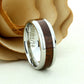 Stainless Steel Wedding Band Men Women, 8mm Hawaiian Koa Wood Inlay, Stainless steel Promise Ring Men Women, Stainless Steel Band Ring