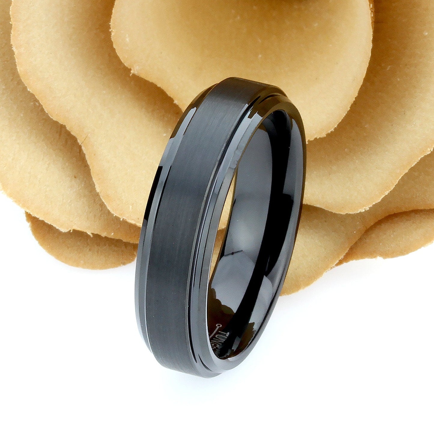 His And Hers Tungsten Wedding Band Set,Men & Women,8mm,6mm,Matte Black Flat Top, Tungsten Carbide Ring, Promise Ring For Couple