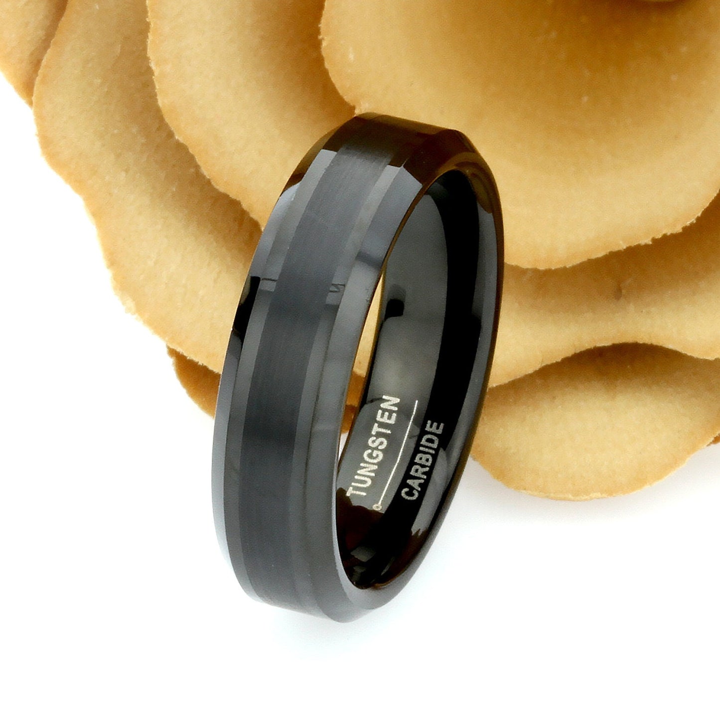 Mens 6mm Black Tungsten Wedding Band Ring, Matte Tungsten Black Ring, Black Tungsten Promise Ring For Men, Tungsten Engagement Ring