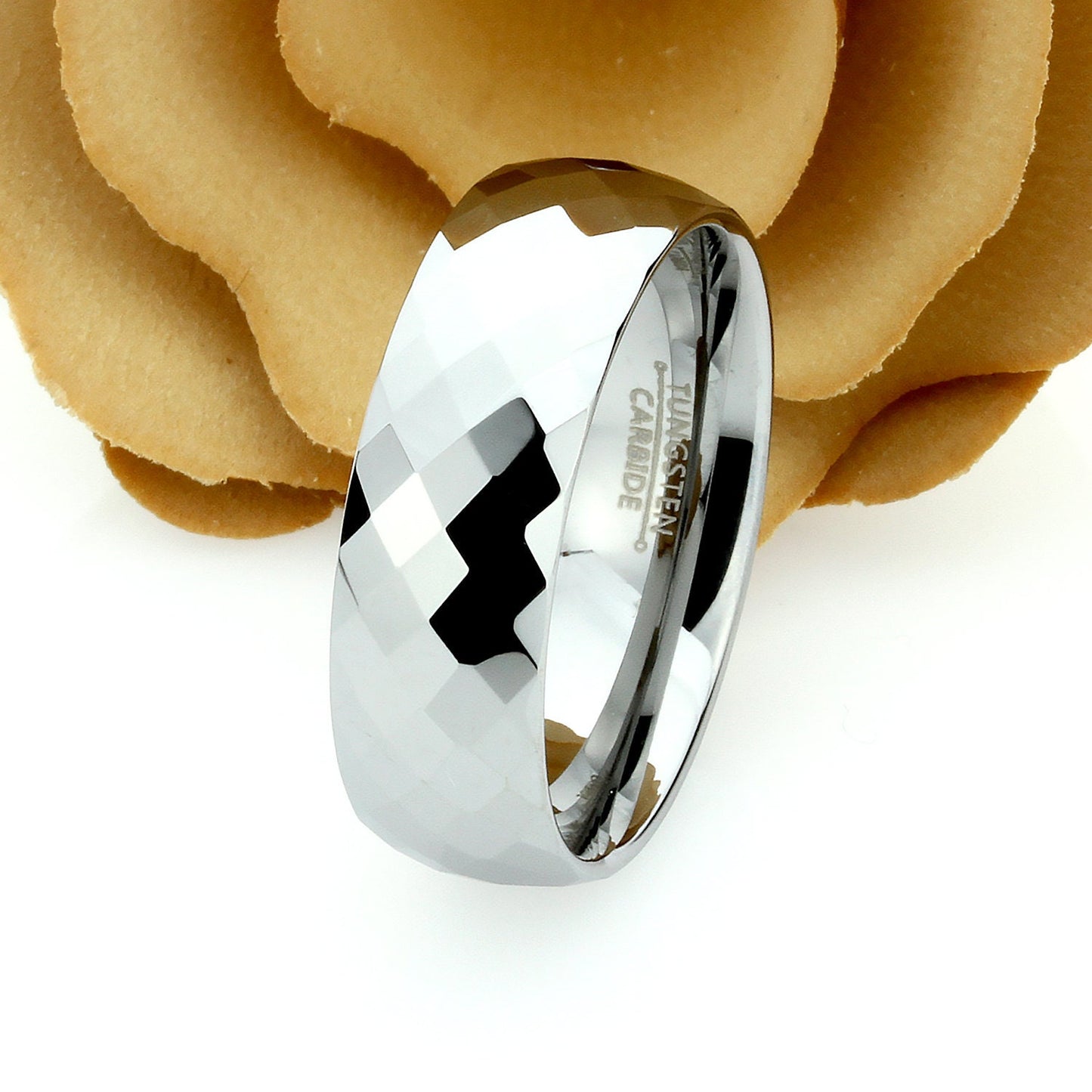 Tungsten Wedding Band Women, Tungsten Ring Women,  6mm Multi Faceted Ring Tungsten Carbide Ring,Tungsten Promise Ring,Womens Promise Ring