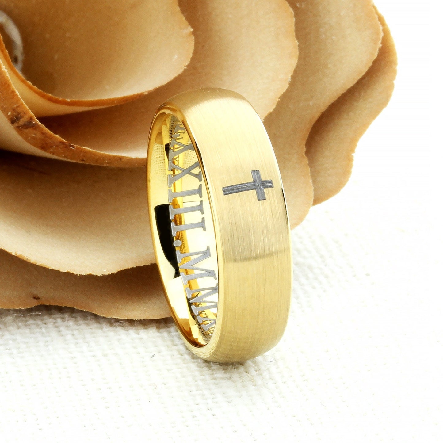 His And Hers Tungsten Wedding Band Set,Men & Women,8mm,6mm,Matte Yellow Gold Tone,Tungsten Carbide Ring, Promise Ring For Couple