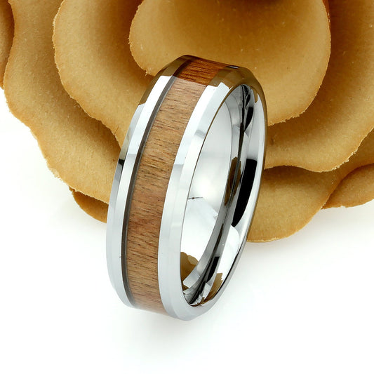 Tungsten Ring, Men's Tungsten Wedding Band, Men's Tungsten Ring, Tungsten Band, Anniversary Ring, Personalized Ring, 8mm Wood Inlay Ring