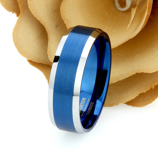 Tungsten Ring, Men's Tungsten Wedding Band, Men's Blue Wedding Band, Blue Tungsten Ring, Tungsten Band, Anniversary Ring, 8mm Ring