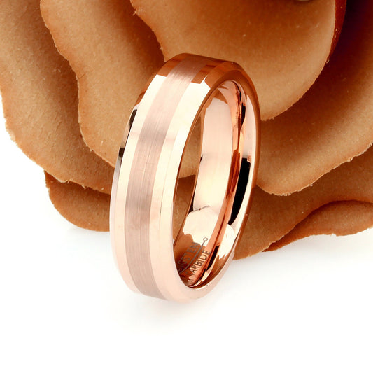 Tungsten Ring, Women's Tungsten Wedding Band, Women's Rose Gold Wedding Band, Tungsten Ring Band, Anniversary Ring, 6mm Brushed Ring