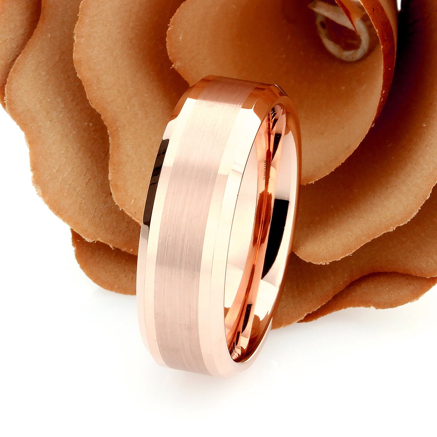 His And Hers Tungsten Wedding Band Set,Men & Women,8mm,6mm,Matte Rose Gold Tone,Tungsten Carbide Ring, Promise Ring For Couple, Wood Box