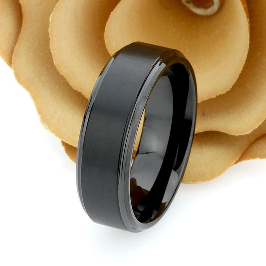 His And Hers Tungsten Wedding Band Set,Men & Women,8mm,6mm,Matte Black Flat Top, Tungsten Carbide Ring, Promise Ring For Couple