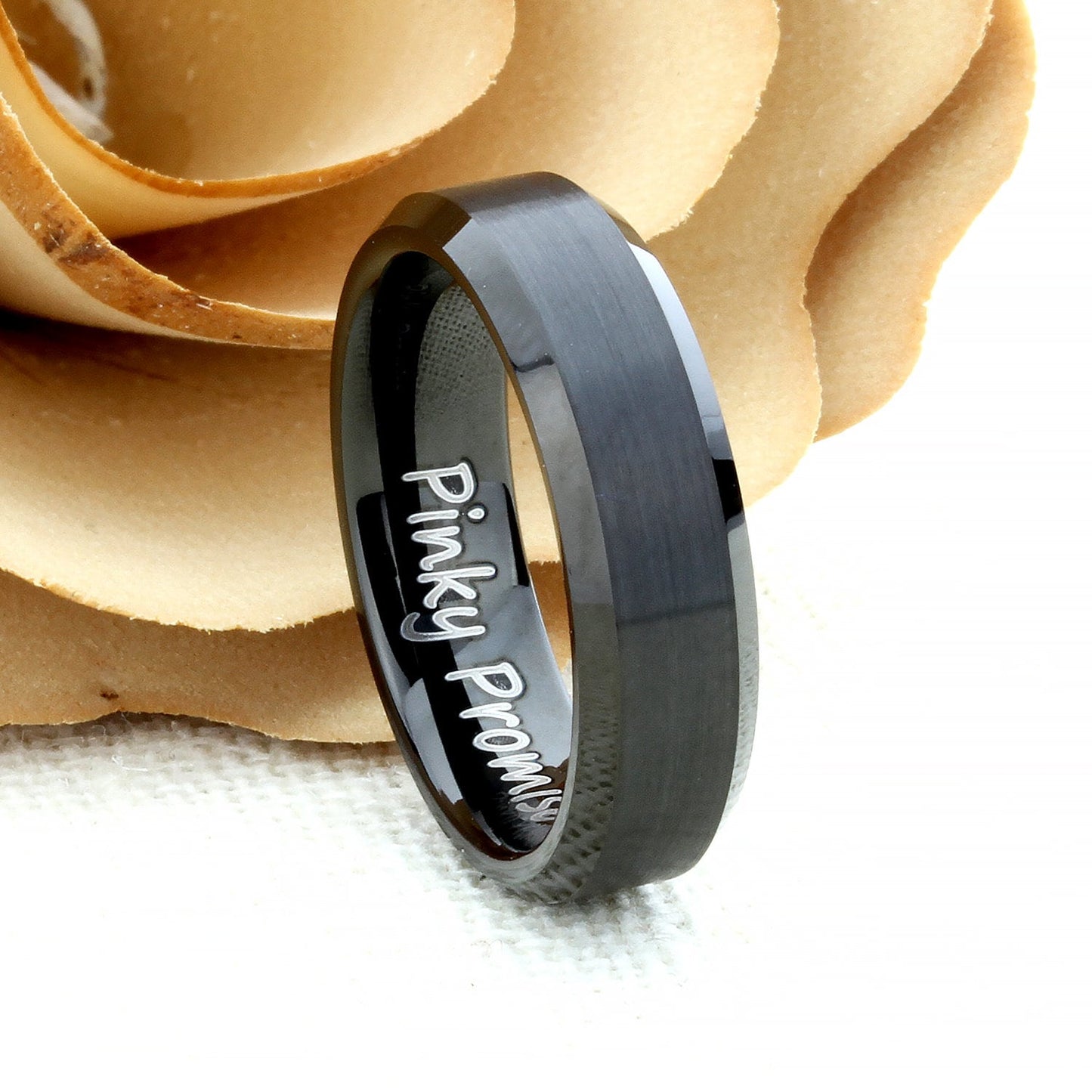 His And Hers Tungsten Wedding Band Set, Men & Women, 8mm, 6mm, Matte Top, Black Tungsten Carbide Ring, Promise Ring For Couple, Wood Box