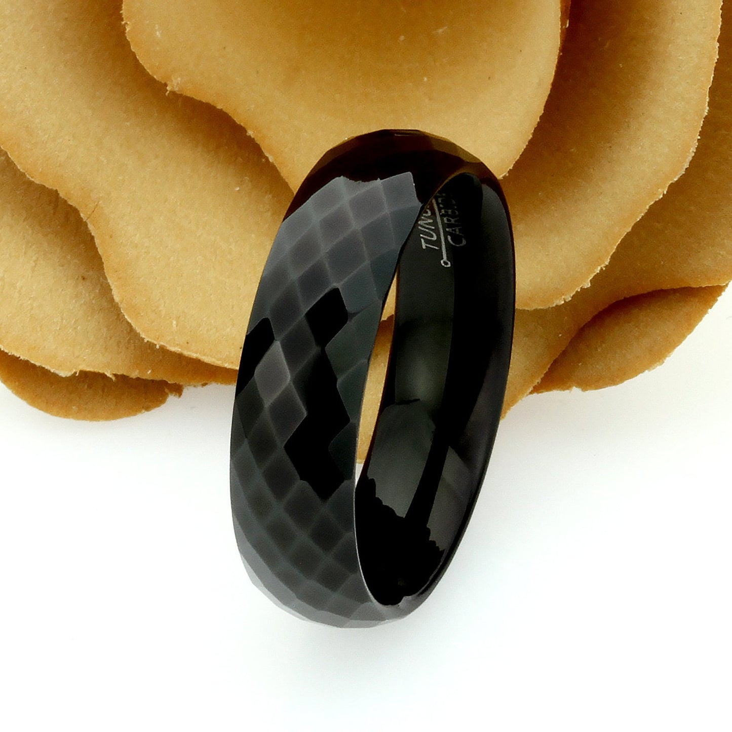 Tungsten Ring, Women's Tungsten Wedding Band, Women's Black Wedding Band, Black Tungsten Ring Band, Anniversary Ring, 6mm Faceted Ring