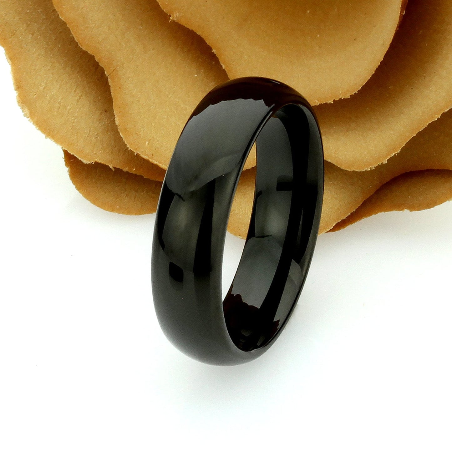 His And Hers Tungsten Wedding Band Set, Men & Women, 8mm, 6mm, Black Domed, Black Tungsten Carbide Ring, Promise Ring For Couple, Wood Box