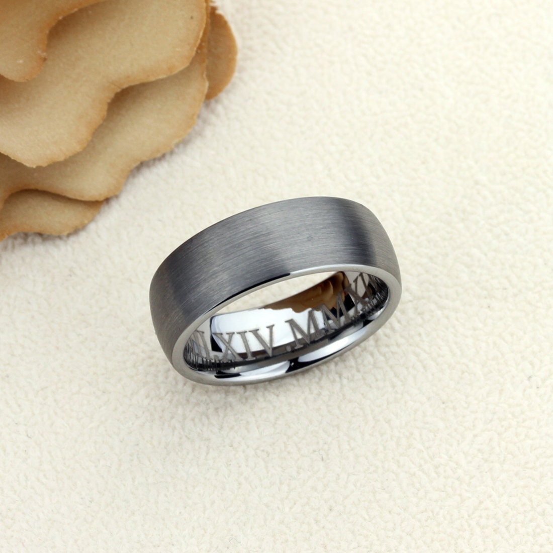 Tungsten Wedding Band Men, 8mm Gray Tungsten Ring Men, Mens Tungsten Ring, Matte Domed,Tungsten Promise Ring for Men, Husband Gift