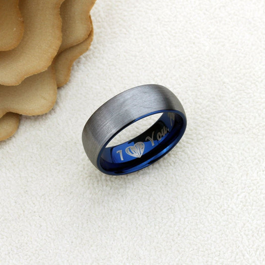 Tungsten Ring, Men's Tungsten Wedding Band, Men's Blue Wedding Band, Blue Tungsten Ring, Tungsten Band, Anniversary Ring, 8mm Brushed Ring