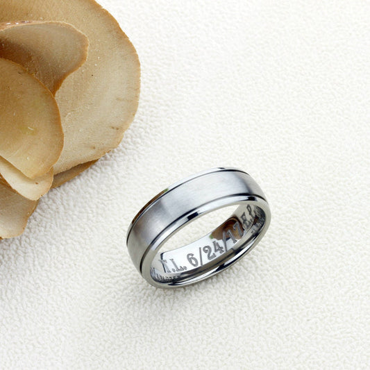 Stainless Steel Wedding Band Men Women, 8mm Matte Center Domed Classy, Stainless steel Promise Ring Men Women, Stainless Steel Band Ring