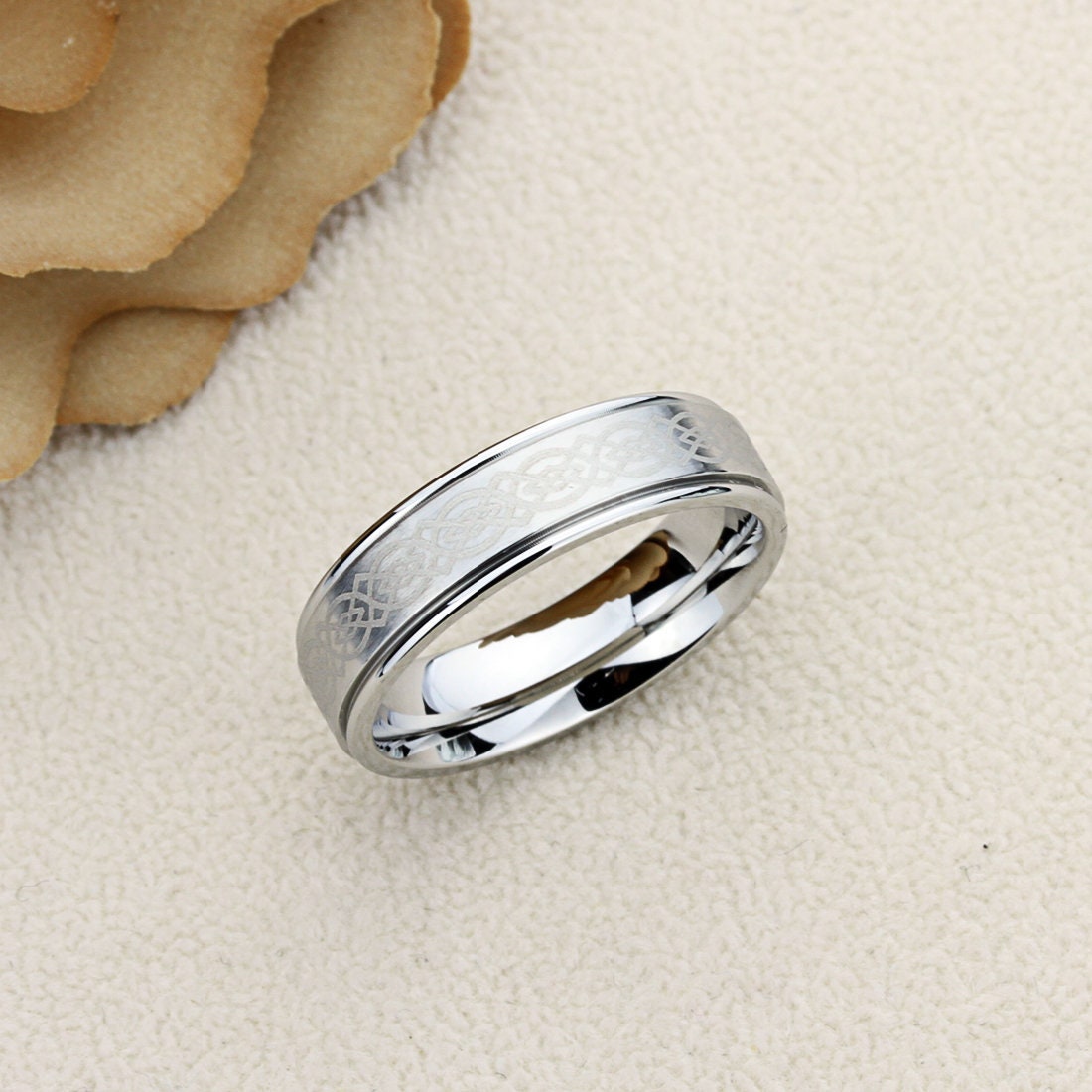 Stainless Steel Wedding Band Men Women, 6mm Celtic Knot, Stainless steel Promise Ring Men Women, Stainless Steel Band Ring